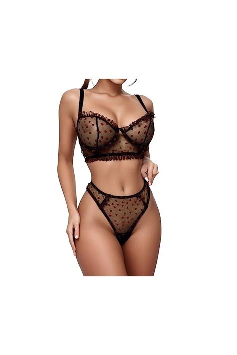 BKSCAYXS Ensemble De Lingerie Sexy Pour Femme En Dentelle Translu