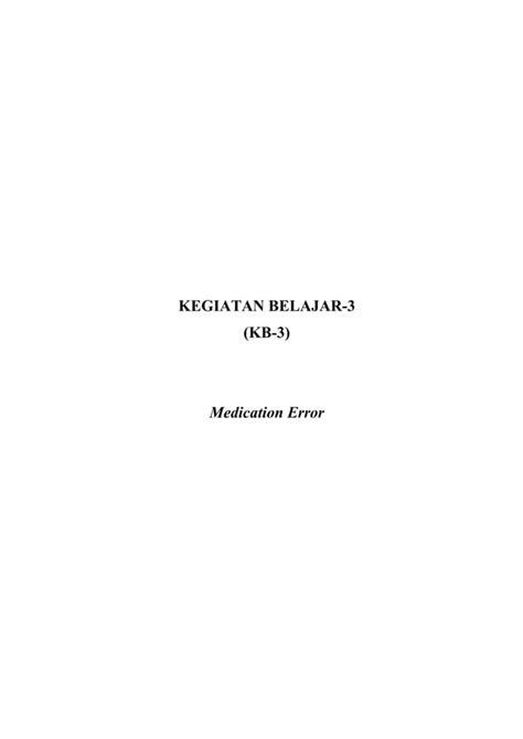 MODUL 1 FARMASI KB3 MEDICATION ERROR PDF