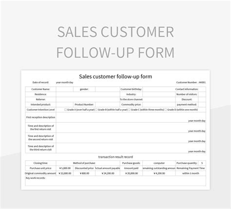 Sales Customer Follow Up Form Excel Template And Google Sheets File For