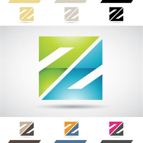 Ícone de logotipo abstrato brilhante verde e azul da letra quadrada z