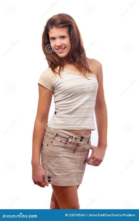 Adolescente De Sourire Mignonne Dans La Jupe Et Le Chemisier Photo Stock Image Du Fuselage