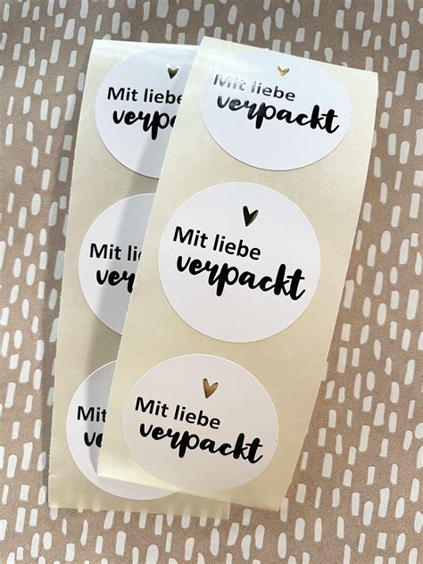 Aufkleber Mit Liebe Verpackt Sticker Herz Rund Etsy Etsy