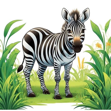 A Zebra In Cartoon Style Cute Zebra Isolated On White Background