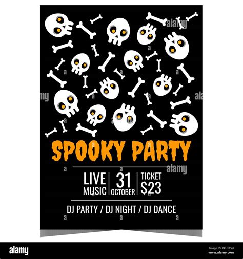 Halloween Poster For Spooky Party With Skeletons Skulls And Bones On