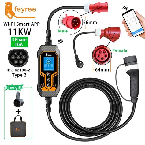 Feyree Cargador EV Port Til Tipo 2 Cable De Carga EVSE Enchufe CEE Para