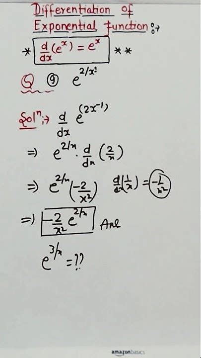 Differentiation Of Exponential Function Youtube