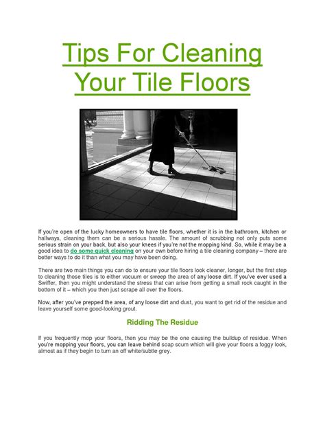 Tips for cleaning your tile floors by Matt Morris - Issuu