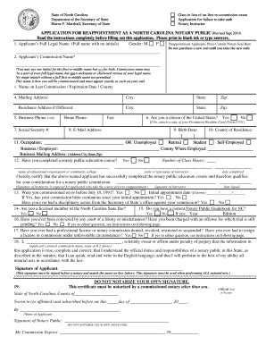 Fillable Online Reappointment Application For Nc Notary Public Fax