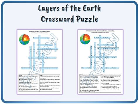 Layers Of The Earth Crossword Puzzle Worksheet Activity Printable