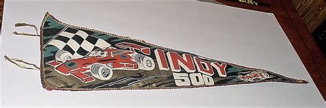 Rare Indy 500 Silk Pennant 26 1970 S Indianapolis Speedway Race Car Checkered Flag Banner By