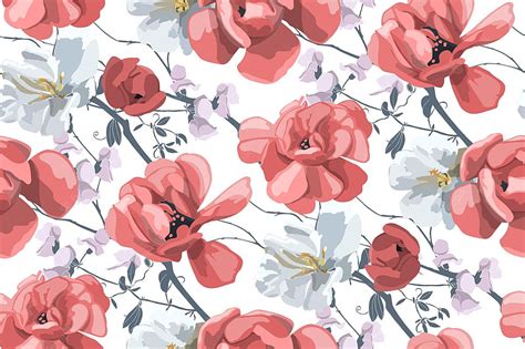 Premium Vector Vector Floral Seamless Pattern Beautiful White And Red