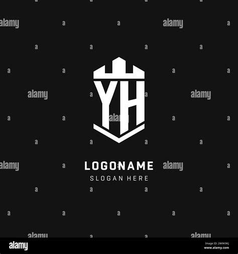 Yh Monogram Logo Initial With Crown And Shield Guard Shape Style Vector