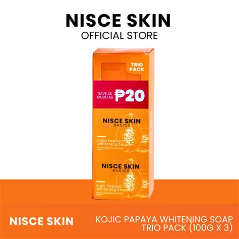 NISCE SKIN Kojic Papaya Whitening Soap Soap Trio Pack 100g X 3 Nisce