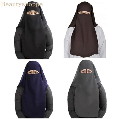 Muslim 3 Layers Amira Scarf Islamic Niqab Burqa Bonnet Hijab Cap Veil