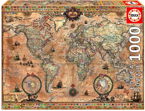 Antique World Map 1000-Piece Puzzle - Grandrabbit's Toys in Boulder ...