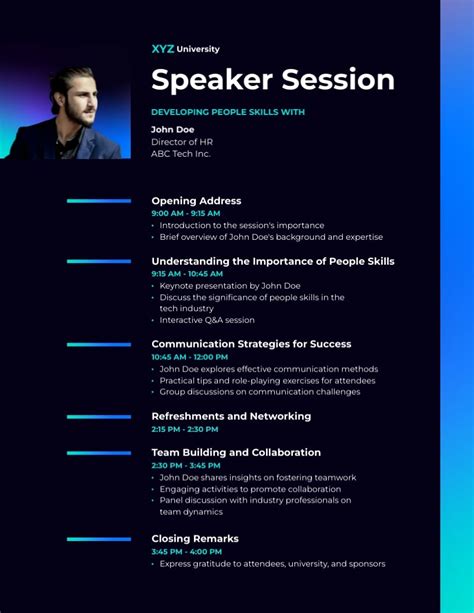 Speaker Session Itinerary Template Visme