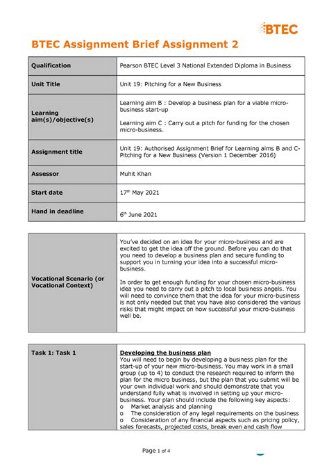 Ass 2 Unit 19 Authorised Assignment Brief For Learning Aims B And C