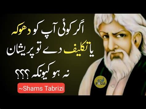 Shams Tabrizi Quotes In Urdu Agar Koi Apku Dhuka Ya Takleef De To