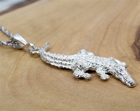 Large Alligator Necklace In Real 925 Sterling Silver T For Her