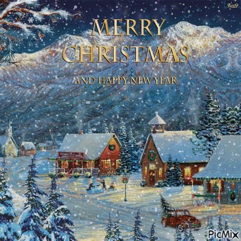 Snowy Mountain Merry Christmas And Happy New Year Pictures Photos And