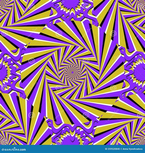 Optical Illusion Seamless Pattern Moving Visual Hypnotic Stock