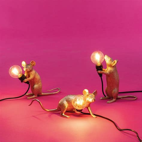 Seletti Mouse Lamp Standing Gold Unisex Gold Flannels