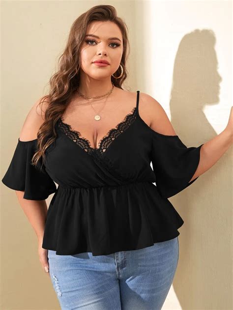 Plus Size Lace Peplum Top