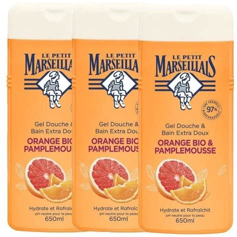 LOT DE 3 LE PETIT MARSEILLAIS Gel Douche Et Bain Extra Doux Orange