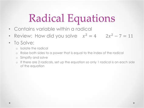 Ppt Solving Radical Equations And Inequalities Powerpoint Presentation Id 1894398