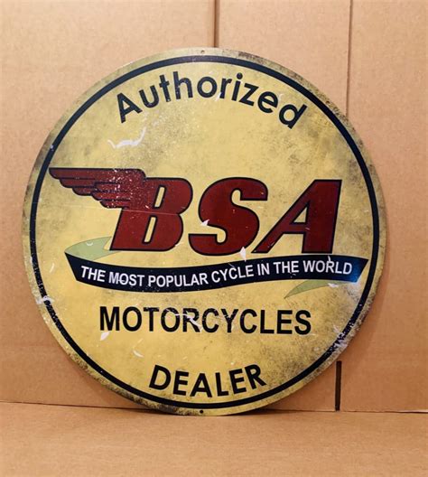 BSA Large Round Tin Metal Sign Nostalgia Highway