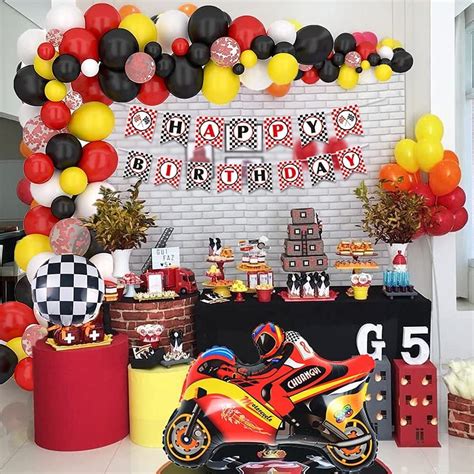 Racing Car Balloon Garland Kit Yellow Black Red Balloon Arch With