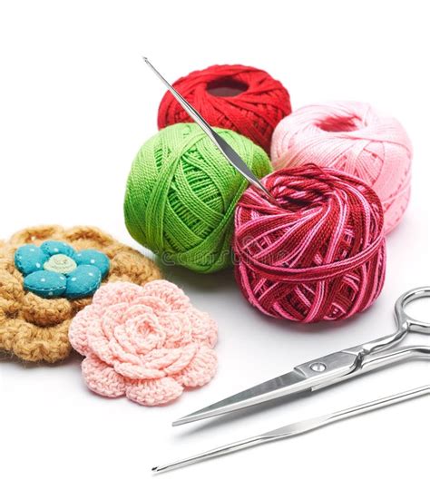 Yarns And Crochet Hooks Stock Photo Image Of Threads 58369974