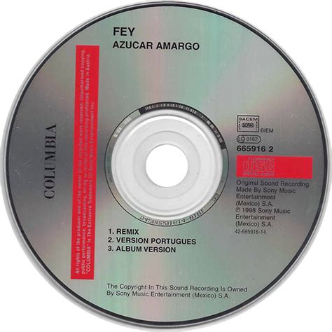 Car Tula Cd De Fey Azucar Amargo Remixes Cd Single Portada