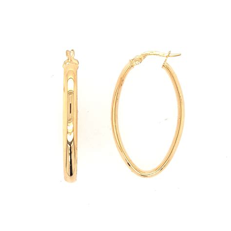 Gold Oval Hoop Earrings - Sapphires Jewellers