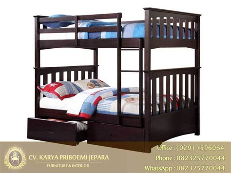 Tempat Tidur Tingkat Minimalis Kayu Jati