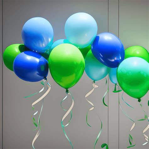 Ballons Bleus Et Verts Creative Fabrica