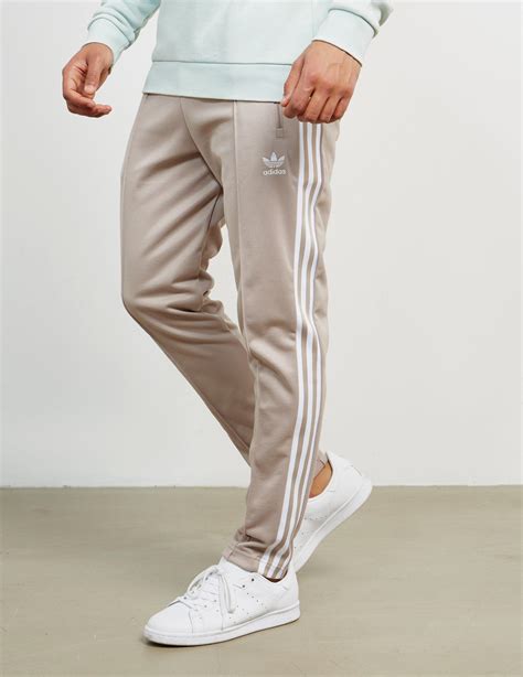 Adidas Originals Cotton Mens Beckenbauer Cuffed Track Pants Grey In