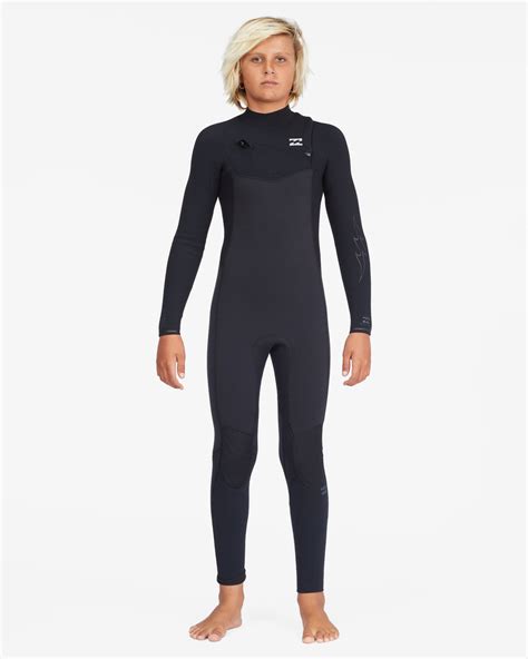 Boys 3/2 Revolution Chest Zip Full Wetsuit - Black | Billabong