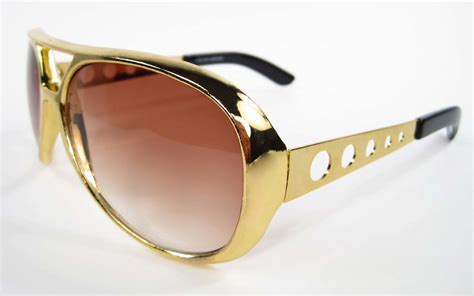 Classic Elvis Presley The King Tcb Rock And Roll Sunglasses Gold Silver