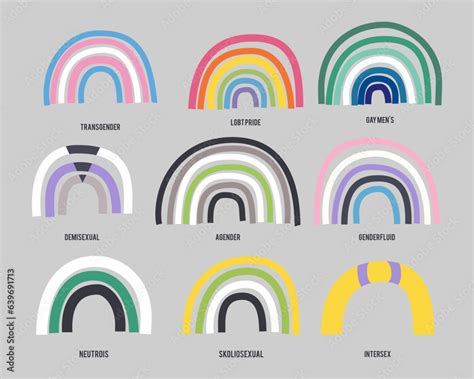 LGBTQ Pride Rainbow Flags Collection. Different LGBTQ Community Designs - Bisexual, Gay, Lesbian ...