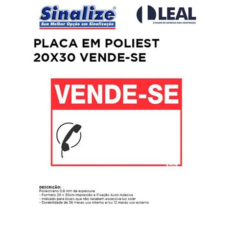 Placa Em Poliestileno X Vende Se Comercial Leal