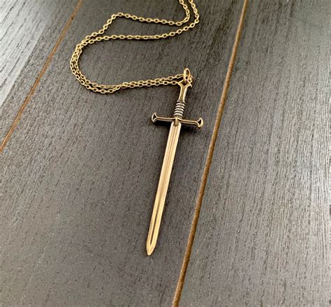 Bronze Sword Necklace With Bronze Chain Or Black Cord Etsy