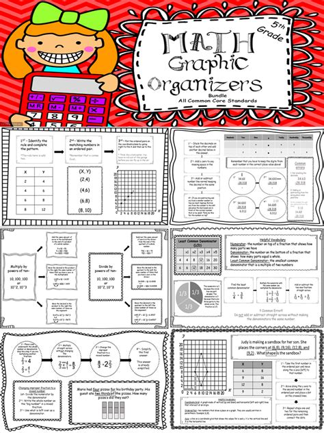 Fifth Grade Math Graphic Organizers Bundle All Common Core Standards