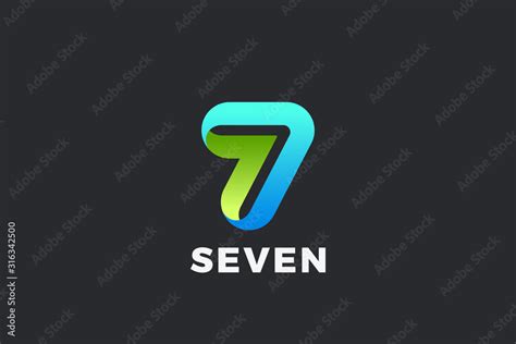 Number 7 Seven Logo design vector template Ribbon Font style Typography ...