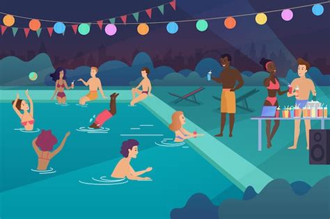 Heureux Les Jeunes Ayant Une Fête Au Bord De La Piscine à L