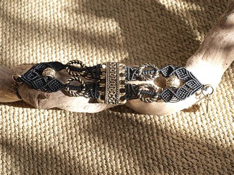 Bracelet ethnique micro macramé et métal doré Créaléliam