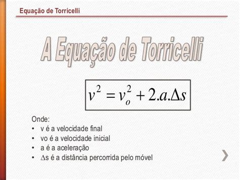Equação De Torricelli Exercicios - Equação de Torricelli