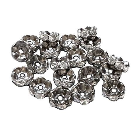 Gunmetal Rhinestone Rondelles Spacer Beads 8mm