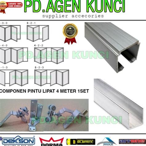 Jual Pintu Lipat Aluminium Kayu 1Set 4 Meter Rel Pintu Lipat Roda