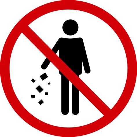 No litter sign. Prohibition sign, do not throw garbage. A red crossed ...